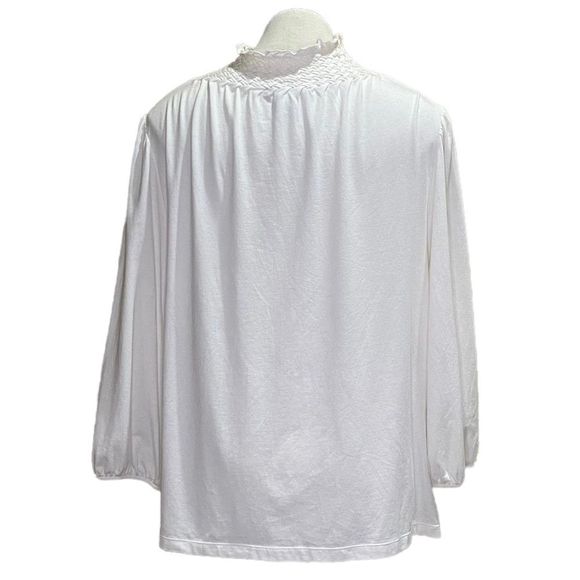 Peter Nygard Blouse Long Sleeve White Woven Mock Turtle Neck Plus Size OX NEW - Picture 5 of 8